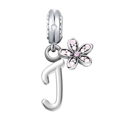 Charm iniziale argento - j,