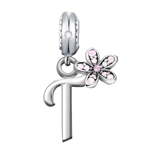 Charm iniziale argento - t, in